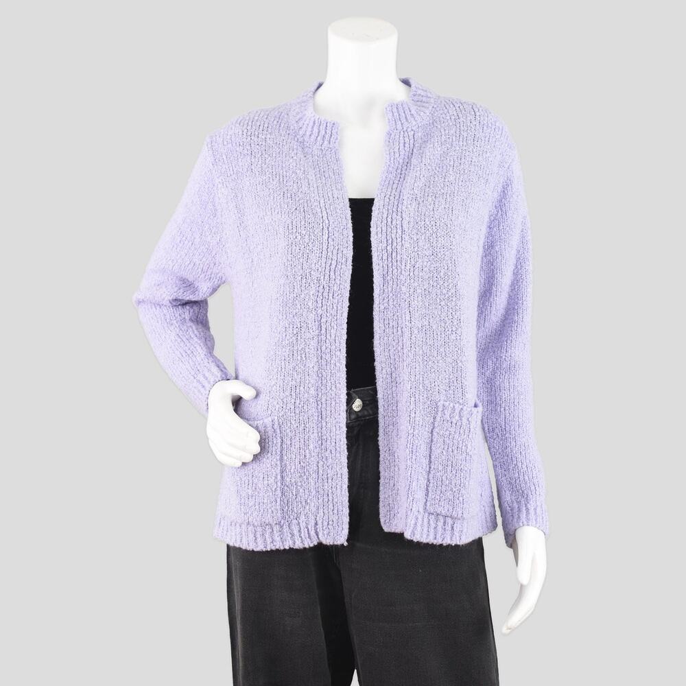 Vintage 80s Pastel Purple Open Front Knotty Cardigan Women's Medium